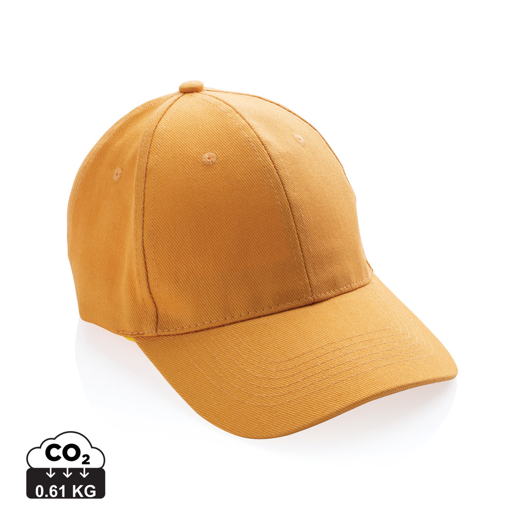 Casquette 6 pans coton recyclé 280 g publicitaire Impact sundial orange